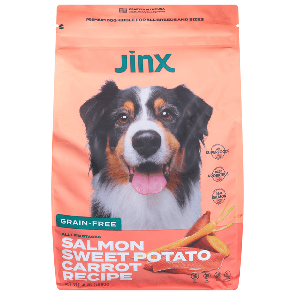 Save on Jinx Grain Free Salmon Sweet Potato Carrot All Stages Dry Dog