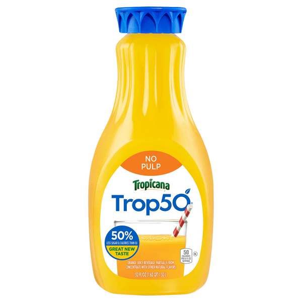 Save on Tropicana Trop50 Orange Juice Beverage 50 Less Sugar No Pulp