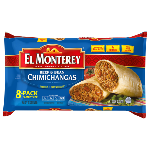 Save on El Monterey Chimichangas Beef & Bean Family Pack 8 ct Order