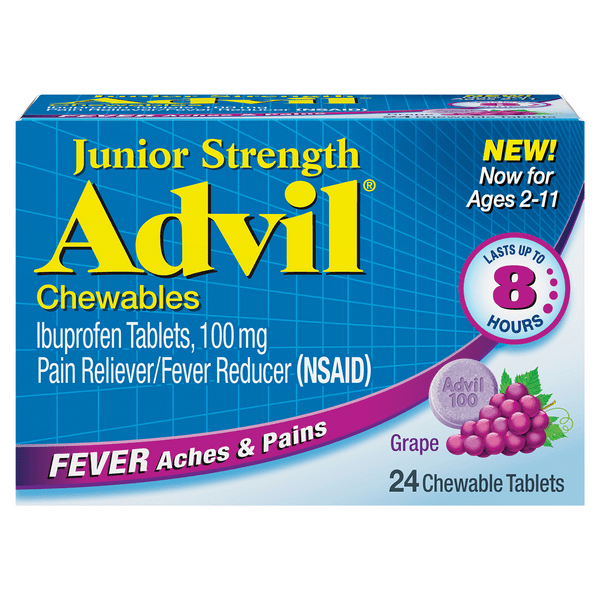 Save on Advil Junior Strength Ibuprofen 100 mg Grape Flavor Chewable Tablets Order Online