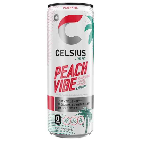 Save on Celsius Live Fit Sparkling Peach Vibe Energy Drink Order Online