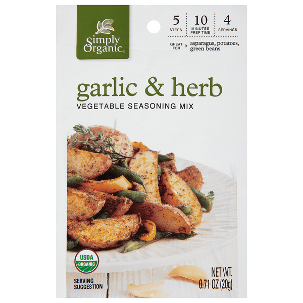 Save on Simply Organic Seasoning Mix Packet Garlic & Herb Vegetable