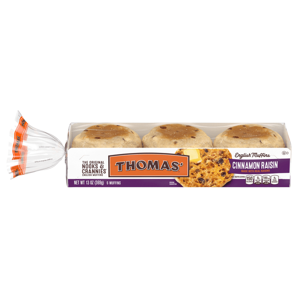 Save on Thomas' Cinnamon Raisin English Muffins 6 ct Order Online