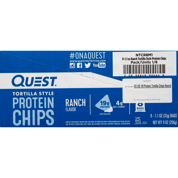 Save on Quest High Protein Chips Tortilla Style Ranch Low Carb Keto 8 ct Order Online Delivery