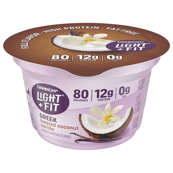 Save on Dannon Light + Fit Fat Free Toasted Coconut Vanilla Greek