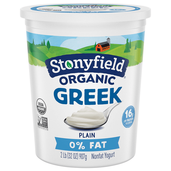 Save on Stonyfield Organic Non Fat Plain Greek Yogurt Order Online