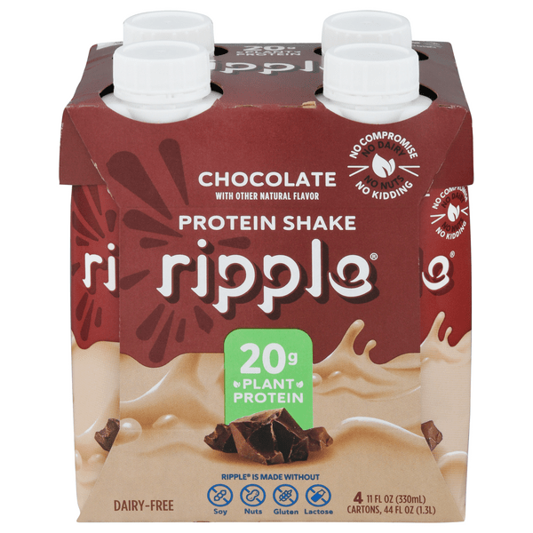 Save on ripple Dairy Free Chocolate Plant Protein Shake 4 pk Order