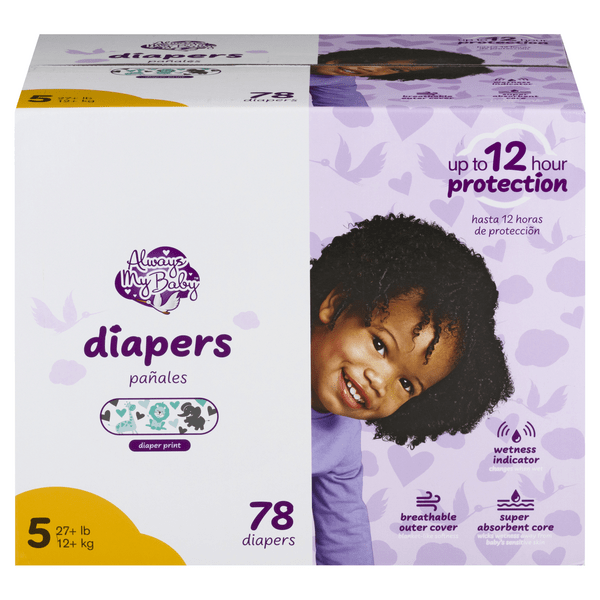 Save on Always My Baby Size 5 Diapers 27+ lbs Club Size Order Online