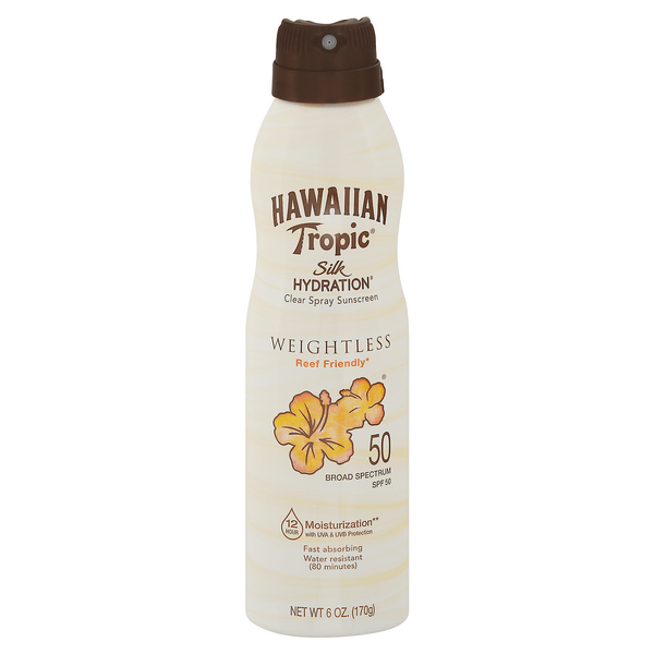 Save on Hawaiian Tropic Silk Hydration Spray Weightless Sunscreen SPF 50 Order Online Delivery