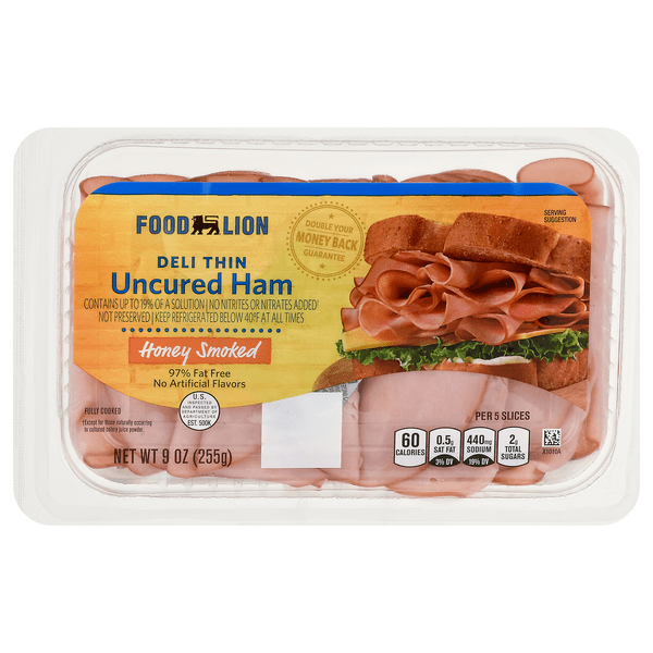 Save on Food Lion Ham Uncured Deli Thin Honey Smoked 97 Fat Free