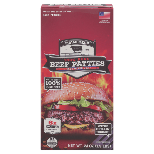 Save on Miami Beef 100 Pure Beef Patties 6 ct Frozen Order Online
