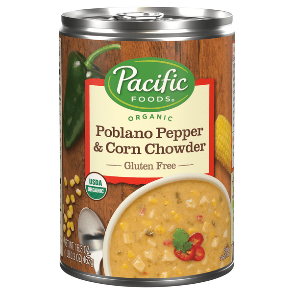 Save on Pacific Foods Poblano Pepper & Corn Chowder Soup Gluten Free