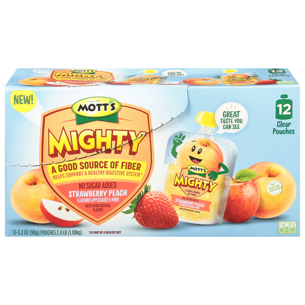 Save on Mott's Mighty Applesauce Strawberry Peach 12 ct Order Online Delivery GIANT
