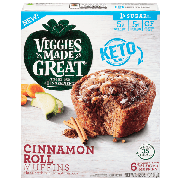 Save on Veggies Made Great Keto Friendly Muffins Cinnamon Roll Gluten