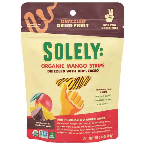 Save on Solely Drizzled Dried Fruit Mango Strips Vegan Organic Order