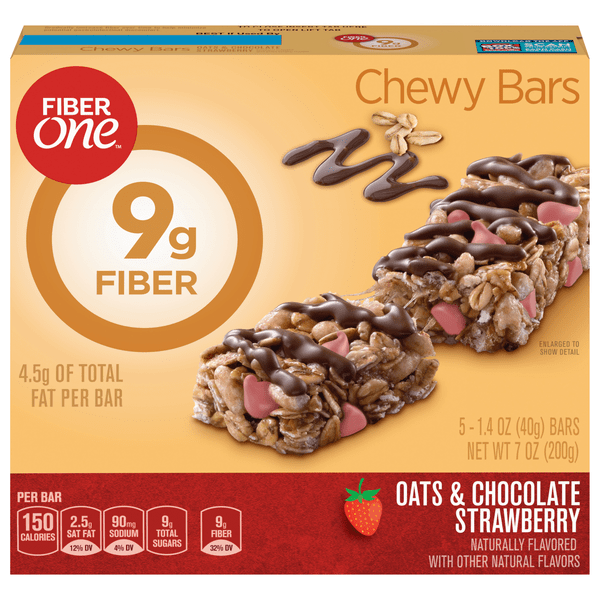 Save on Fiber One Chewy Bars Oats & Chocolate Strawberry 5 ct Order