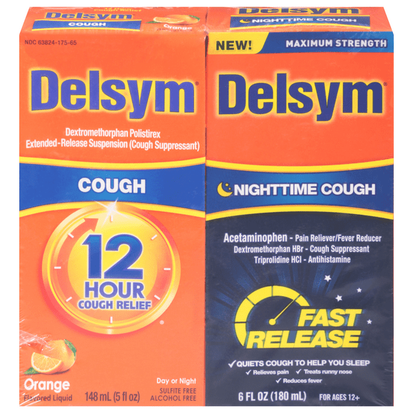 Save on Delsym 12 HR Cough Relief Day or Night Liquid Orange Flavor 2