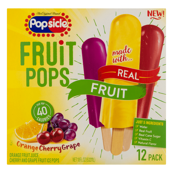 Save on Popsicle Fruit Pops Orange Cherry Grape 12 ct Order Online