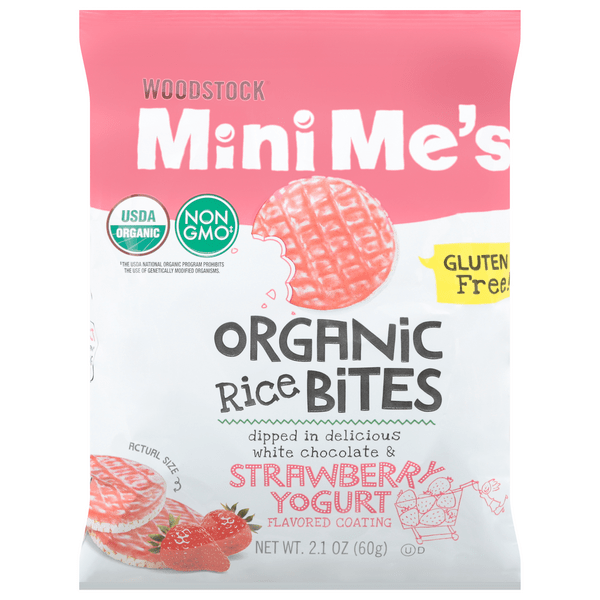 Save on Woodstock Mini Me's Rice Bites Strawberry Yogurt Gluten Free