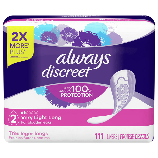 Save on Always Discreet Incontinence Liners 2 Very Light Long Order