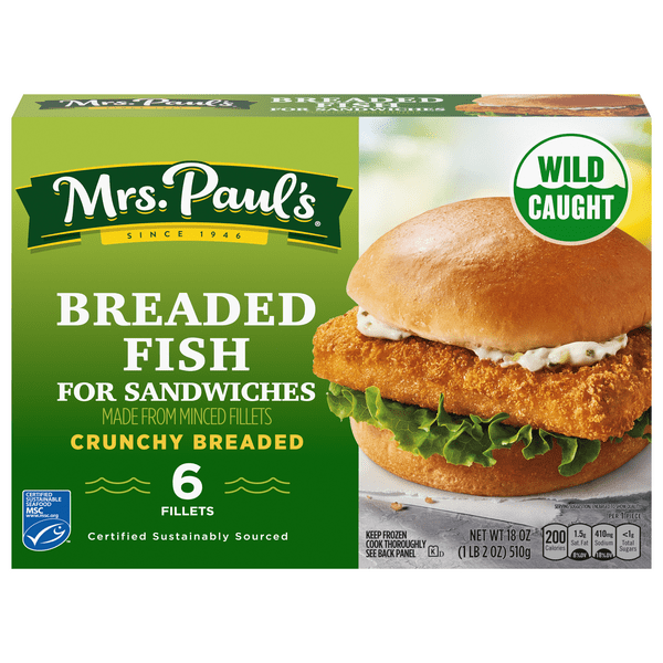 Save on Mrs. Paul's Wild Caught Breaded Fish Fillets For Sandwiches 6