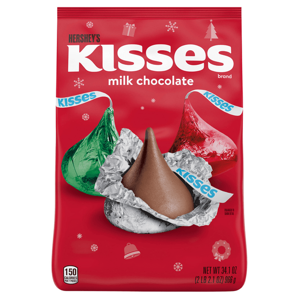 Save on Hershey's KISSES Christmas Red Silver & Green Milk Chocolate Candy Order Online Delivery