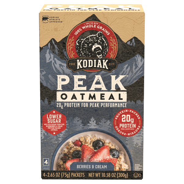 Save on Kodiak Peak Lower Sugar Berries & Cream Protein Oatmeal 4 ct Order Online Delivery
