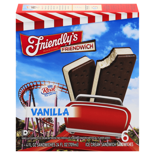 Save on Friendly's Friendwich Ice Cream Sandwiches Vanilla 6 ct Order