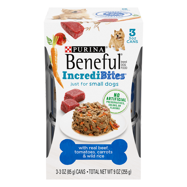 Save on Purina Beneful IncrediBites Wet Dog Food Beef, Carrots & Rice