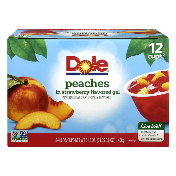 Save on Dole Fruit Bowls Peaches in Strawberry Gel 12 ct Order Online