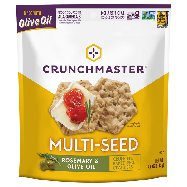 Save on Crunchmaster MultiSeed Crunchy Oven Baked Crackers Rosemary