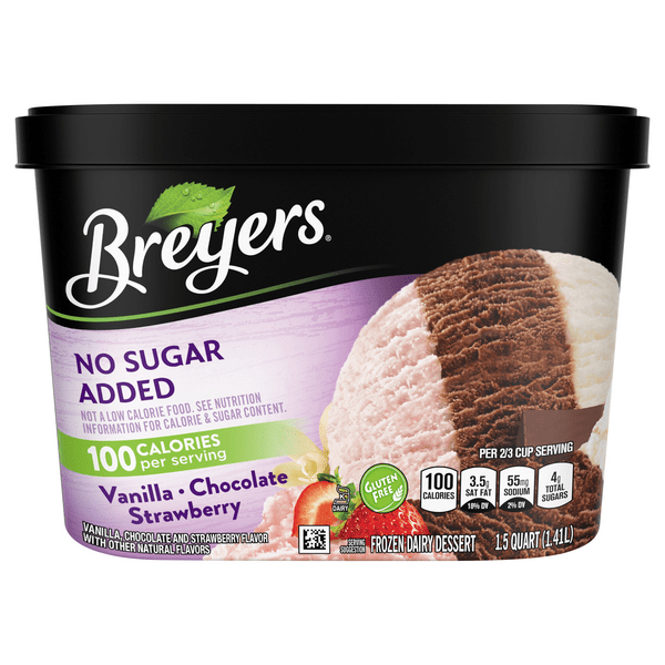 Save on Breyers Frozen Dairy Dessert Vanilla Chocolate Strawberry No