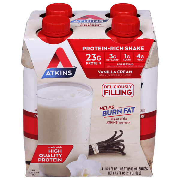 Save on Atkins Protein Shake Vanilla Cream Low Carb 4 pk Order Online