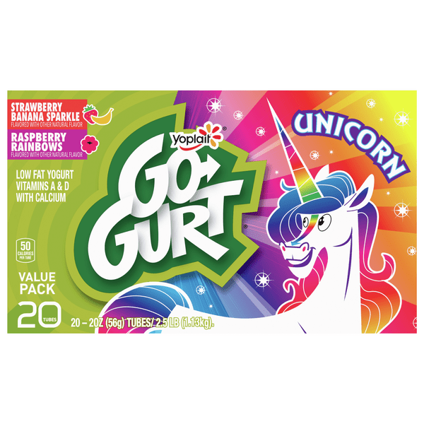 Save on Yoplait GoGurt Unicorn Yogurt Tubes Banana & Raspberry Low Fat 20 ct Order Online