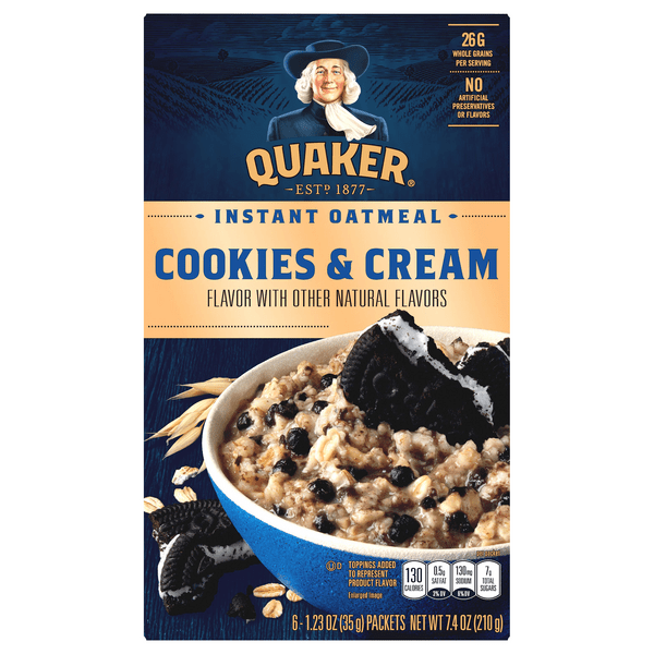 Save on Quaker Instant Oatmeal Cookies & Cream 6 ct Order Online