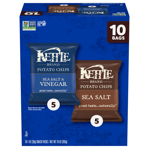 Save on Kettle Brand Potato Chips Sea Salt & Vinegar/Sea Salt 10 ct