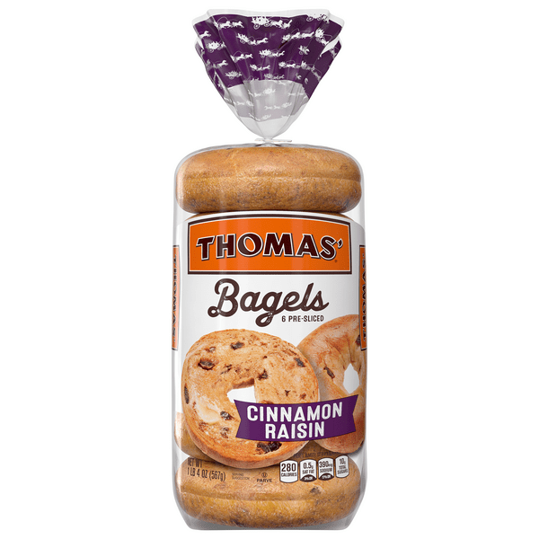 Save on Thomas' Bagels Cinnamon Raisin PreSliced 6 ct Order Online