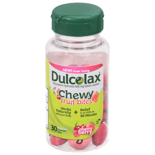 Save on Dulcolax Chewy Fruit Bites Saline Laxative Cherry Berry Order