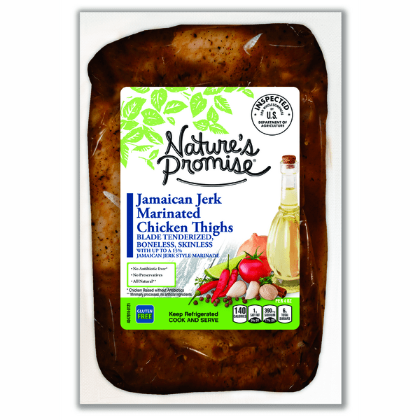 Save on Nature's Promise Marinated Chicken Thighs Jamaican Jerk Order
