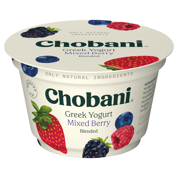 Save on Chobani Reduced Fat Mixed Berry Blended Greek Yogurt Cup Order