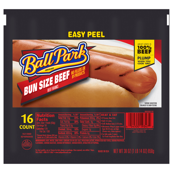 Save on Ball Park Beef Franks Bun Size 16 ct Order Online Delivery