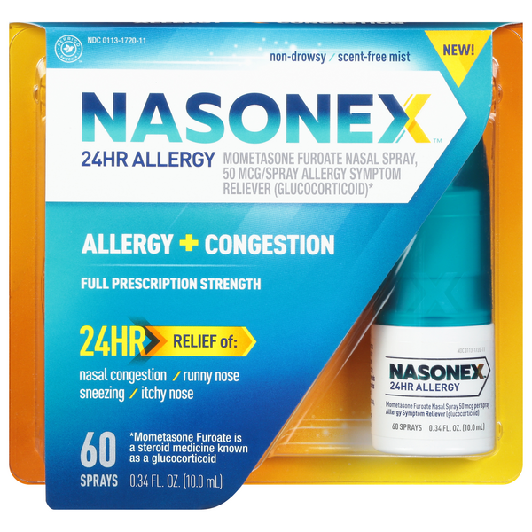 Save on Nasonex 24 Hour NonDrowsy Allergy + Congestion Relief Spray 60