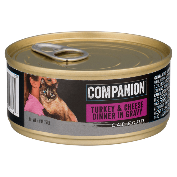Save on Companion Wet Cat Food Turkey & Cheese Dinner In Gravy Order