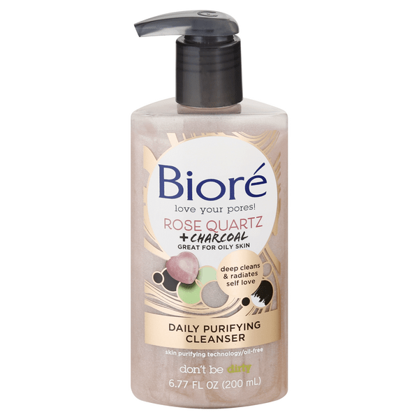 Save on Biore Daily Purifying Cleanser Rose Quartz + Charcoal for Oily