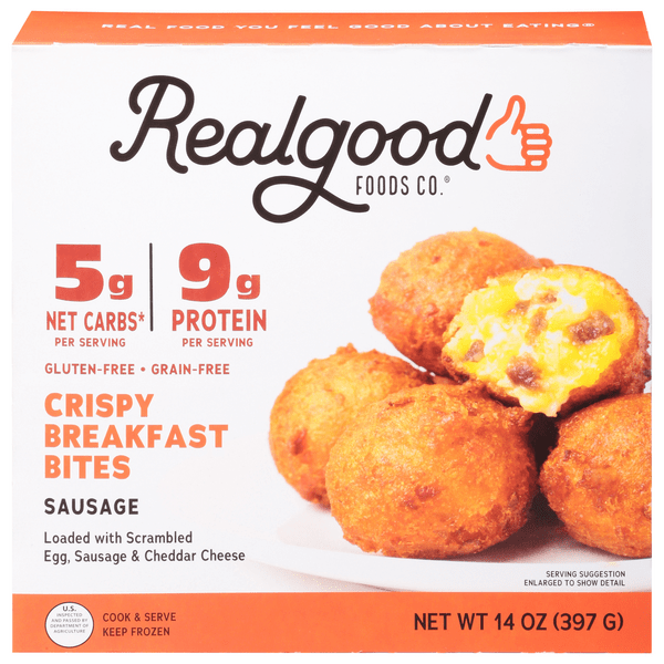 Save on Realgood Crispy Breakfast Bites Sausage Egg & Cheddar Cheese