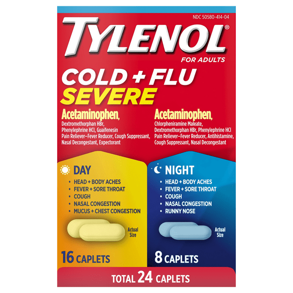 Save on Tylenol Cold + Flu Severe Day & Night Acetaminophen Pain Relief Caplets Order Online