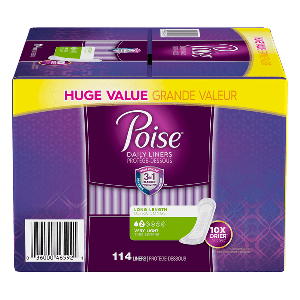 Save on Poise Daily Incontinence Liners Long Length Very Light Order