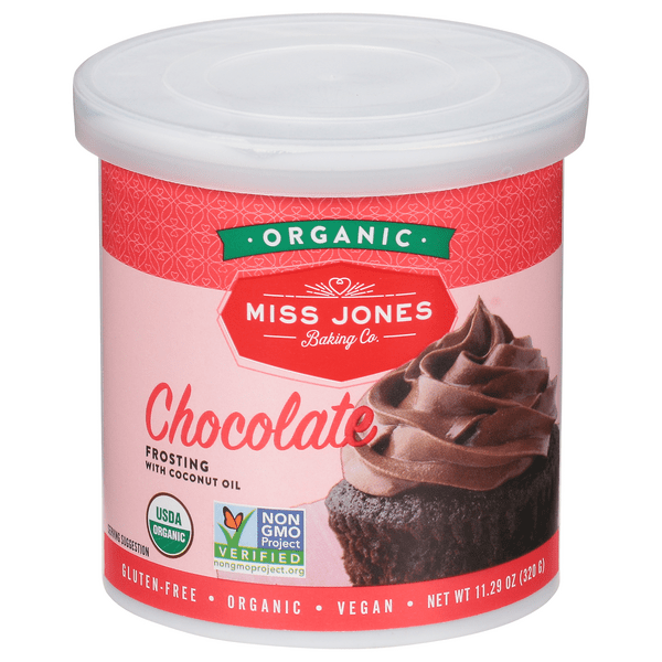Save on Miss Jones Baking Co. Chocolate Frosting with Cocount Oil
