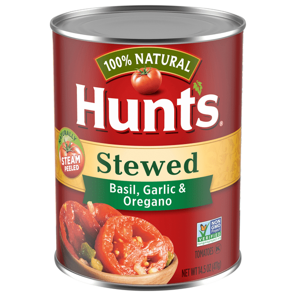 Save on Hunt's Tomatoes Stewed Basil Garlic & Oregano 100 Natural