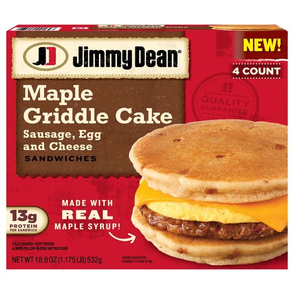 Save on Jimmy Dean Maple Griddle Cake Sandwiches Sausage Egg & Cheese